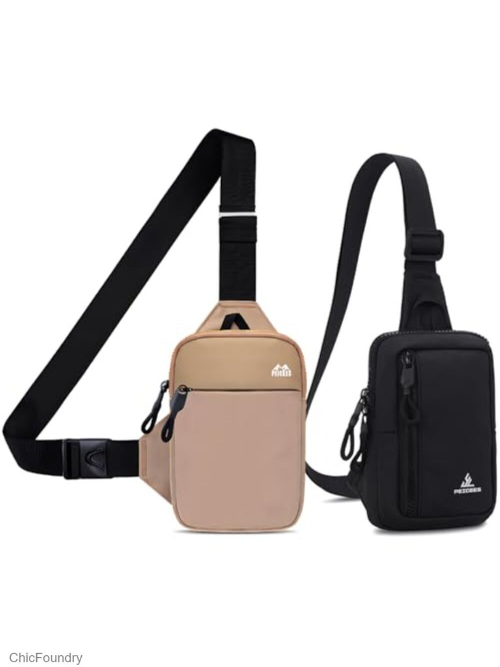 Pack of 2 Mini Crossbody Sling Chest Bag Dual Pocket Water Resistant Running